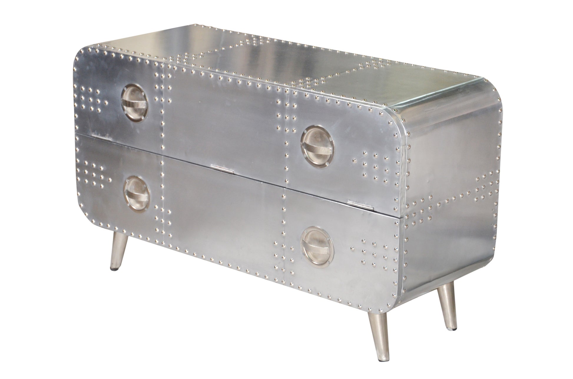 44" Silver Aluminum Enclosed Storage TV Stand-2