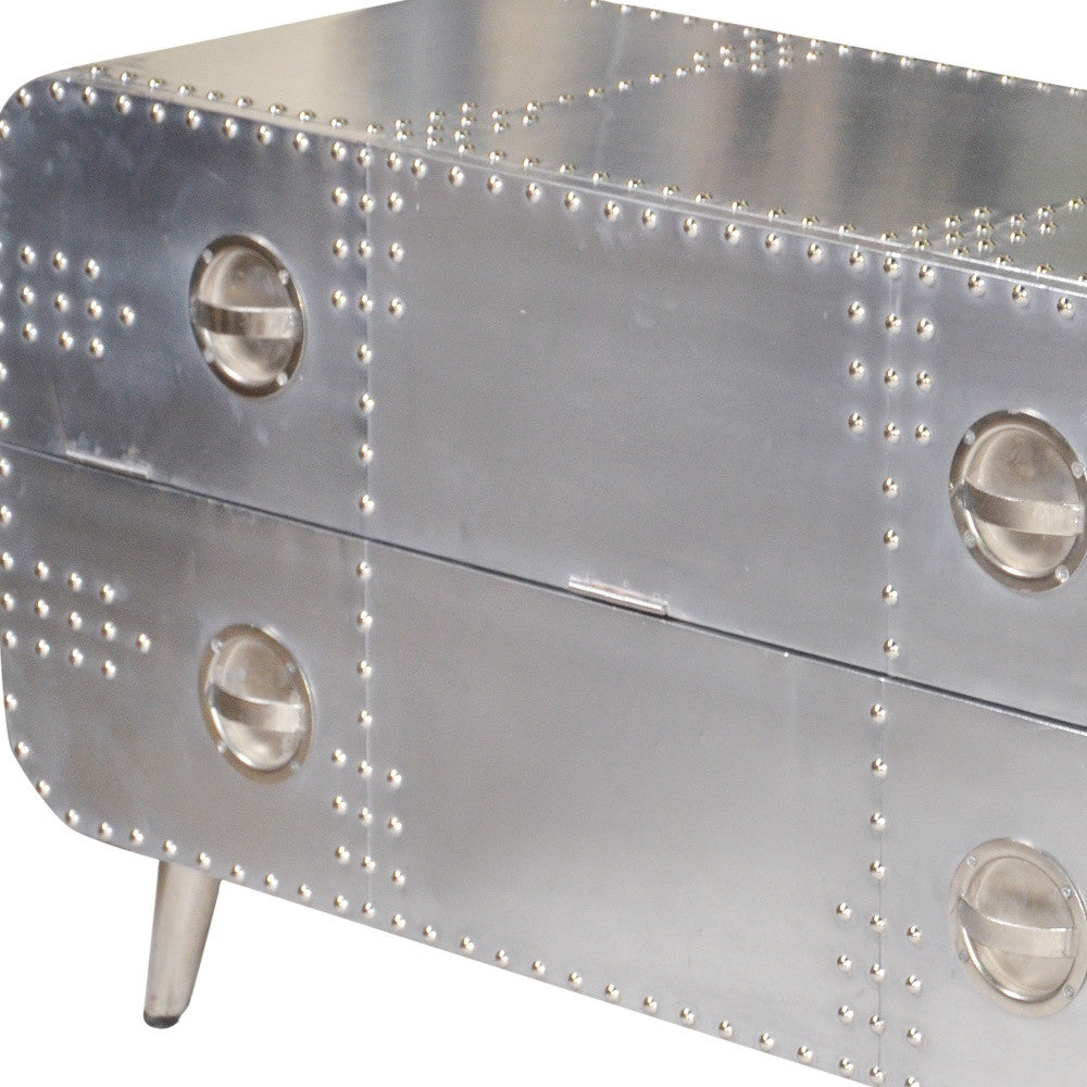 44" Silver Aluminum Enclosed Storage TV Stand-4