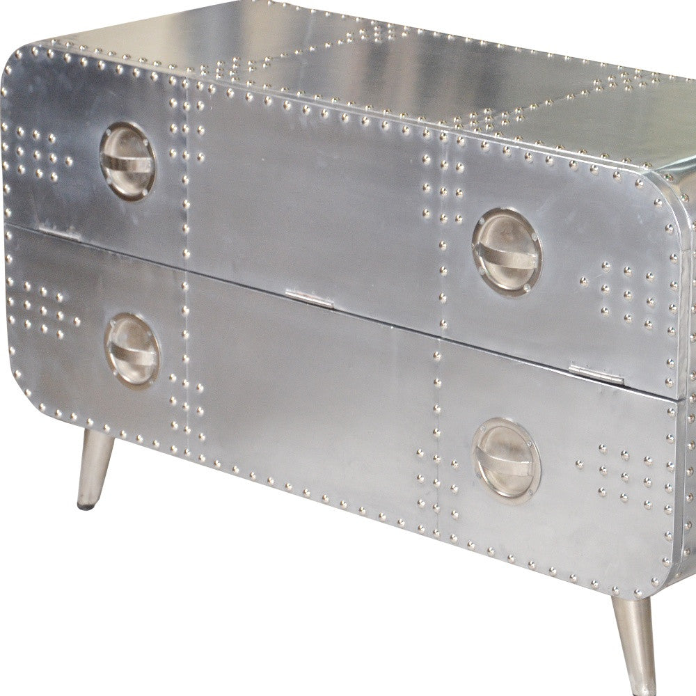 44" Silver Aluminum Enclosed Storage TV Stand-5