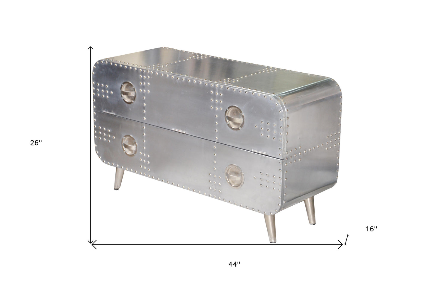 44" Silver Aluminum Enclosed Storage TV Stand-6