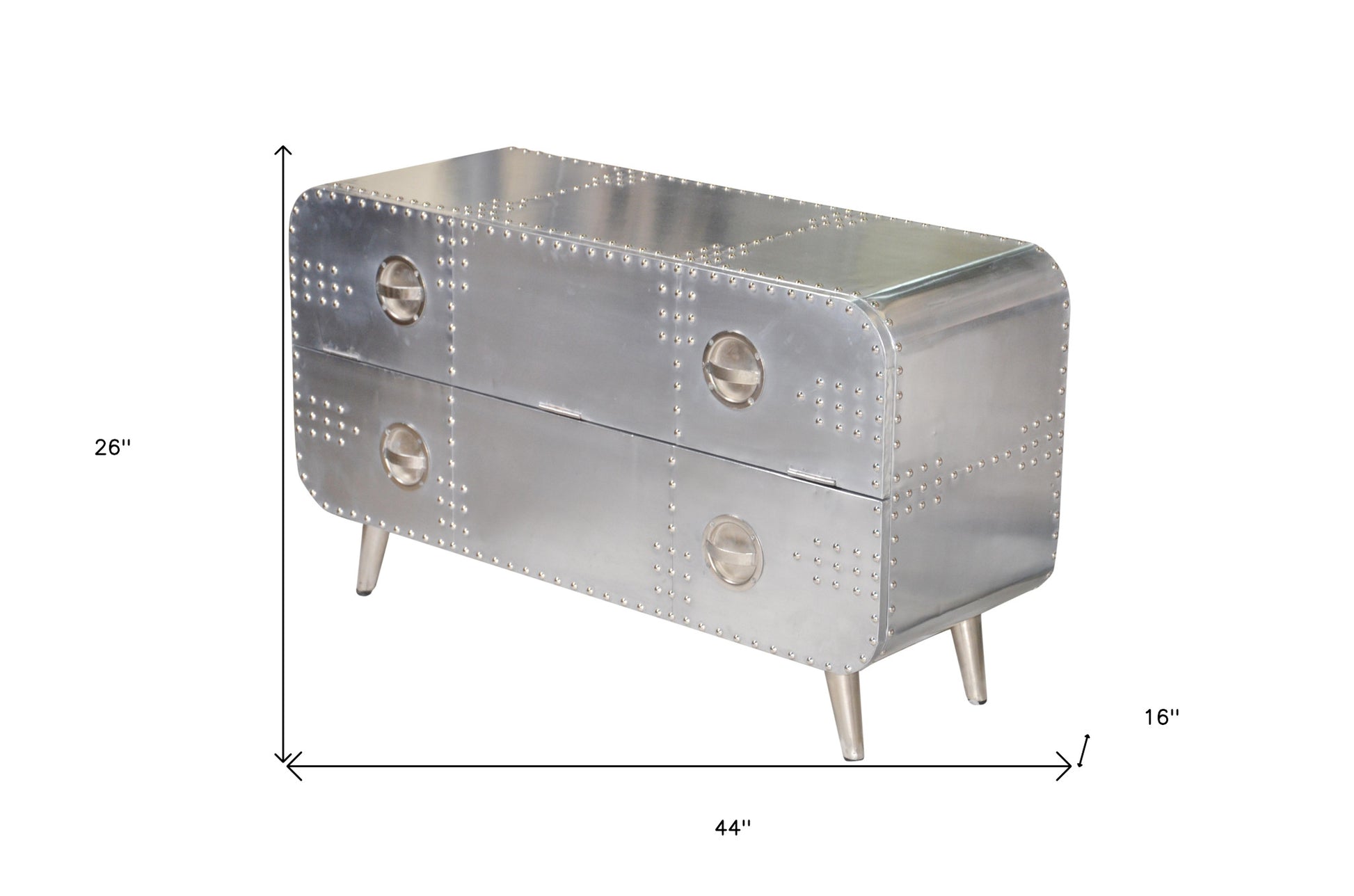 44" Silver Aluminum Enclosed Storage TV Stand-6