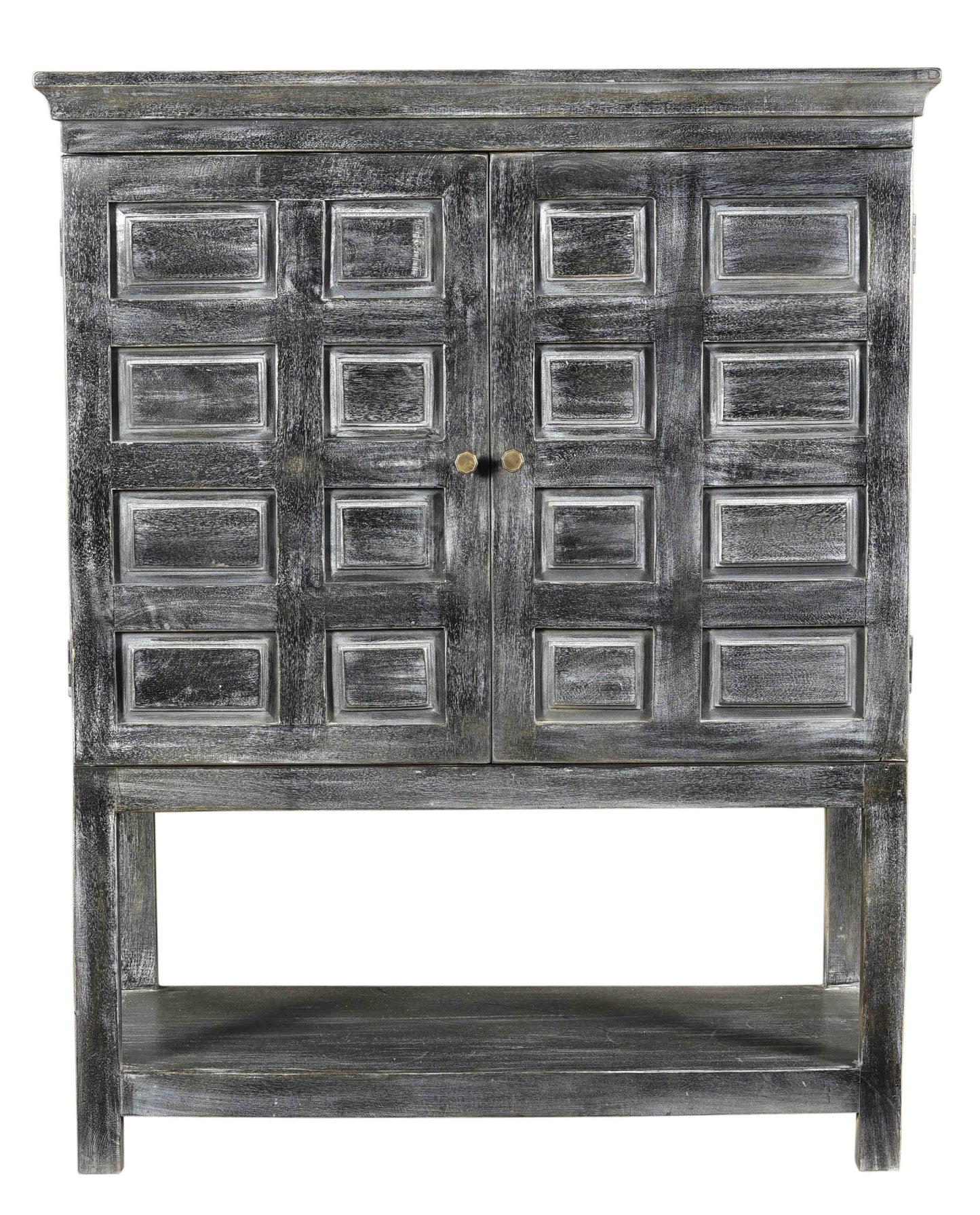 40" Distressed Wash Dark Gray Solid Wood Two Door Accent Cabinet-0