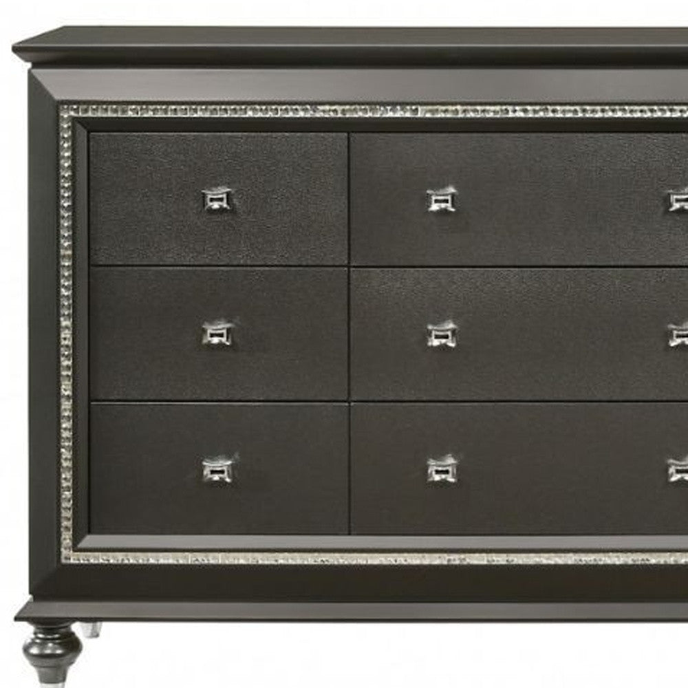 66" Gray Solid and Manufactured Wood Nine Drawer Triple Dresser-3