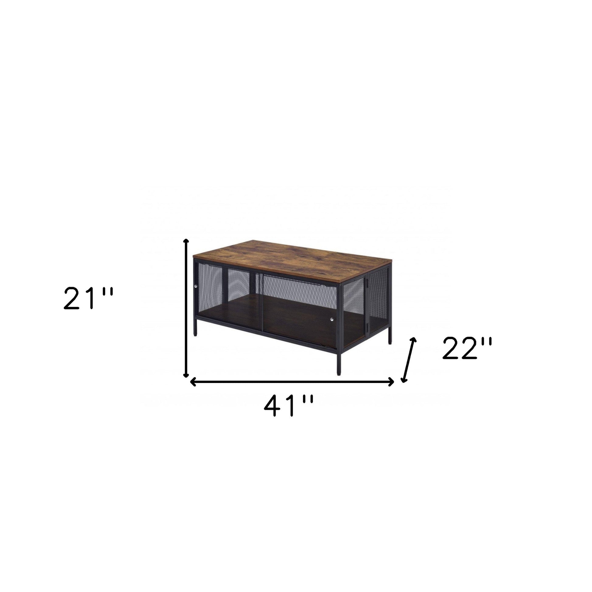 41" Brown and Black Wood And Metal Frame Coffee Table With Shelf-4
