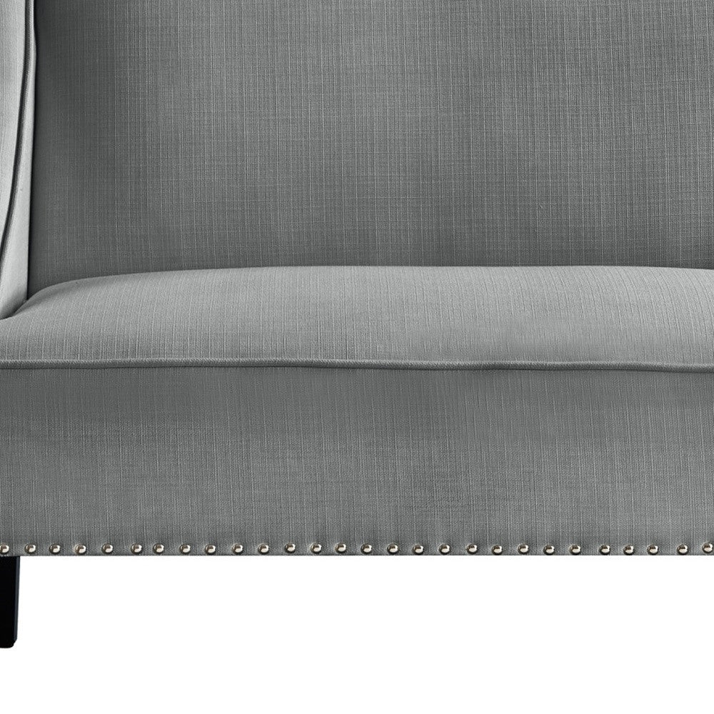 45" Light Gray And Black Upholstered Linen Bench-7