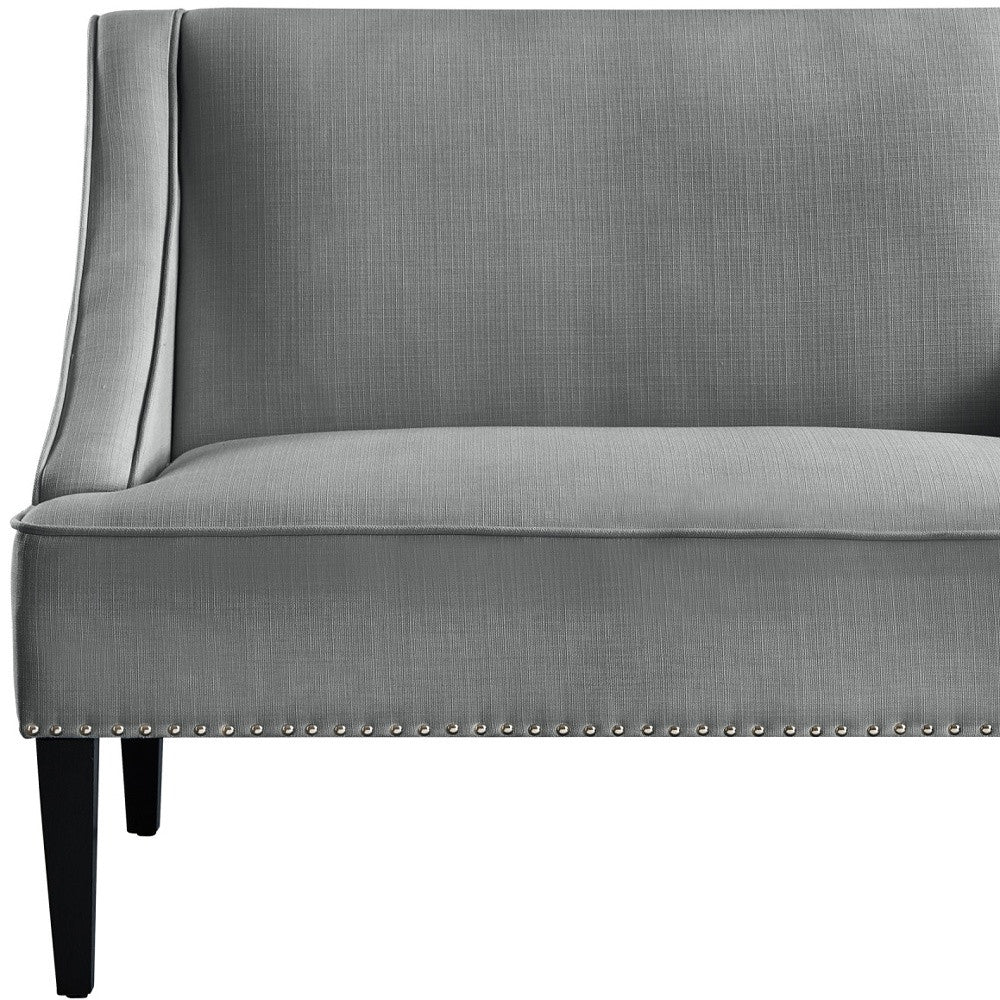 45" Light Gray And Black Upholstered Linen Bench-8
