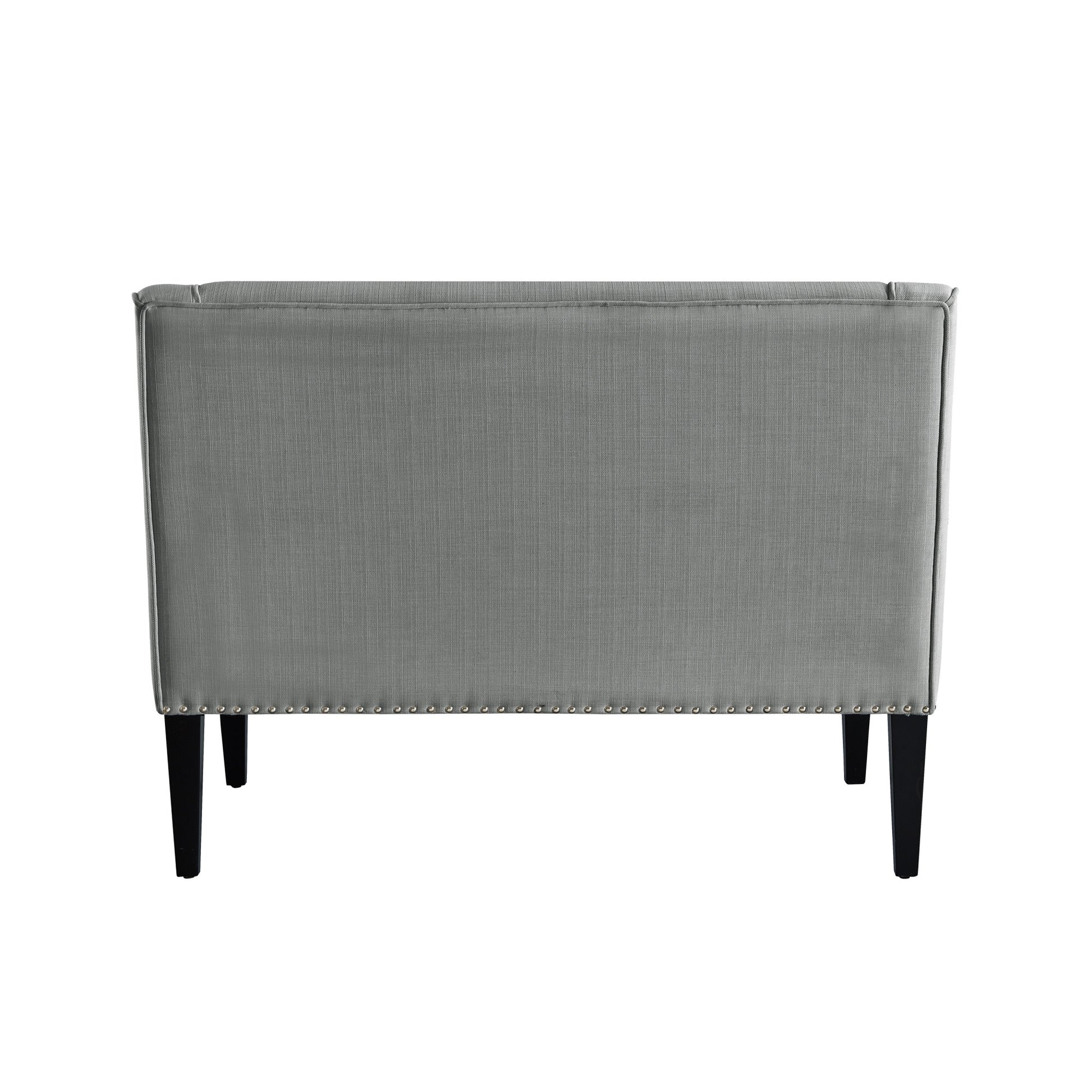 45" Light Gray And Black Upholstered Linen Bench-3