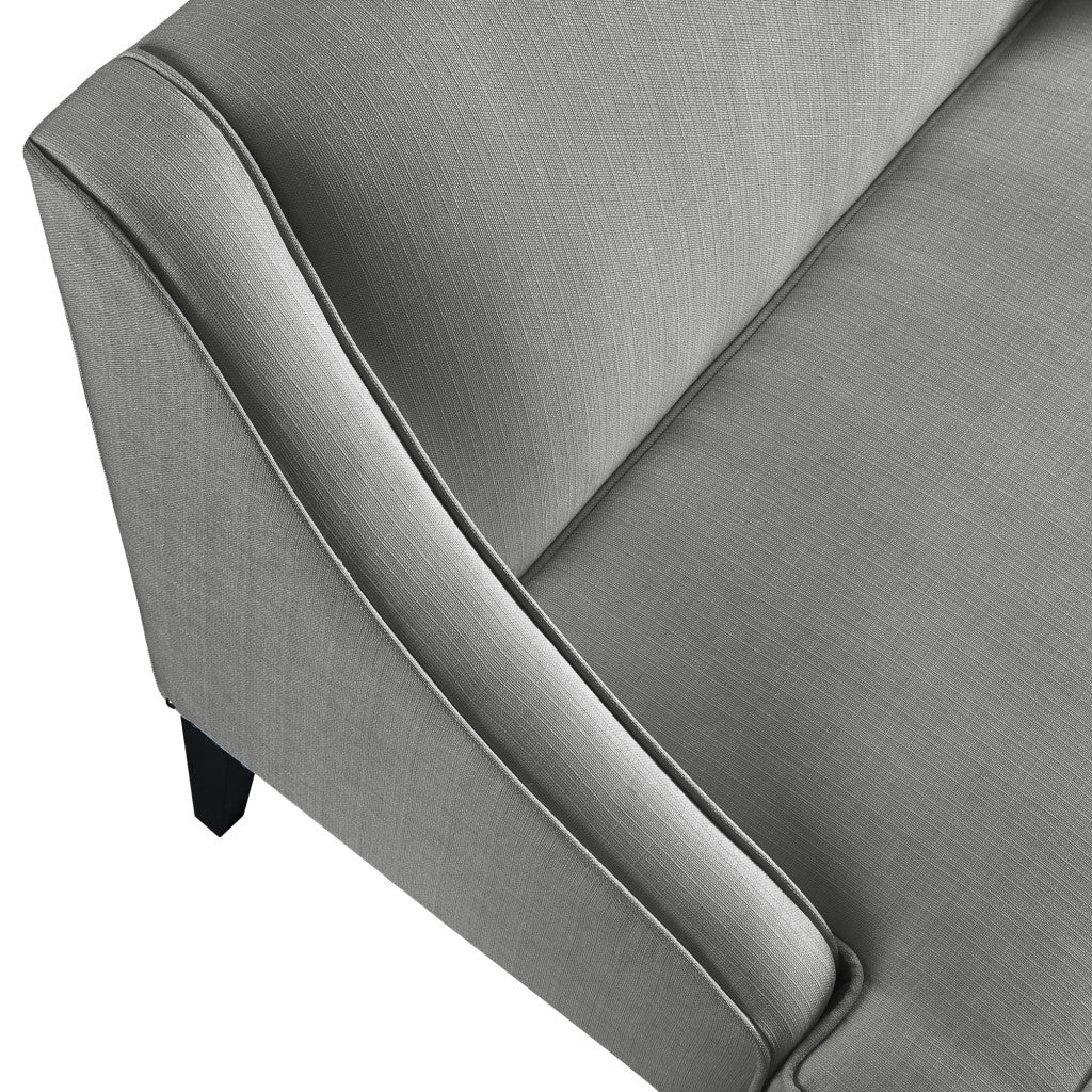 45" Light Gray And Black Upholstered Linen Bench-5
