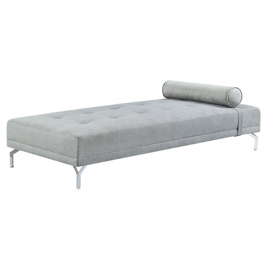 74" Gray Velvet Sofa And Toss Pillow With Black Legs-1