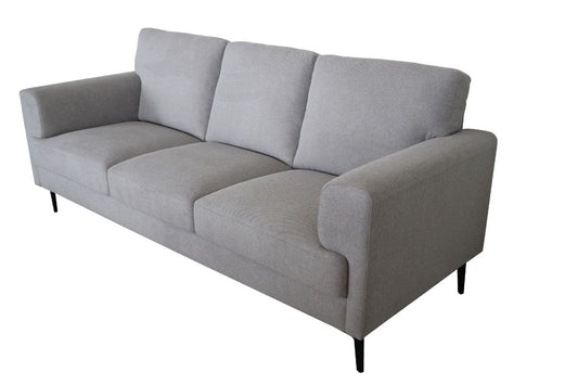 84" Light Gray Linen Sofa With Black Legs-1