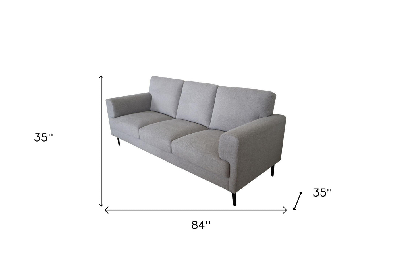 84" Light Gray Linen Sofa With Black Legs-4