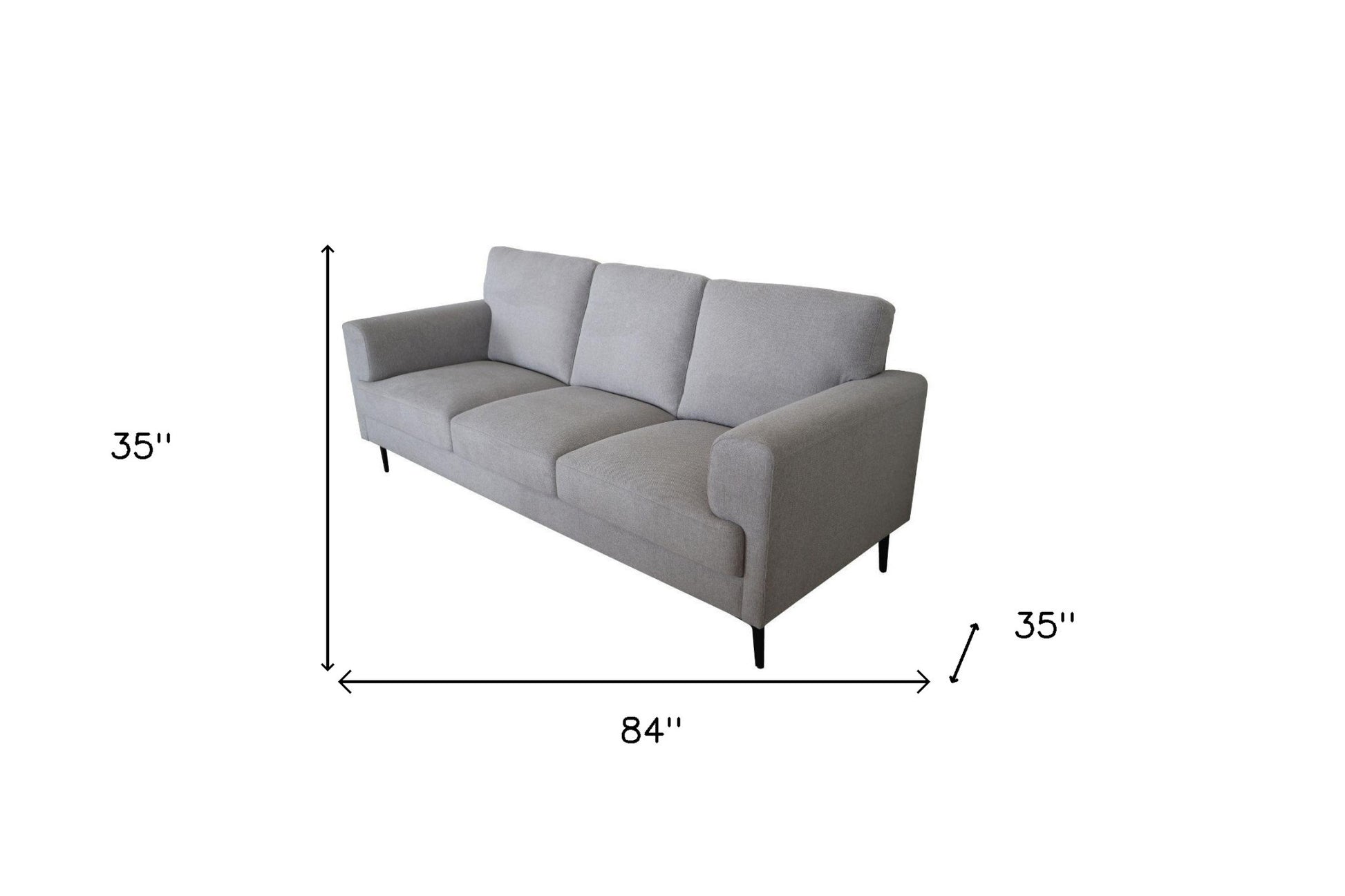 84" Light Gray Linen Sofa With Black Legs-4