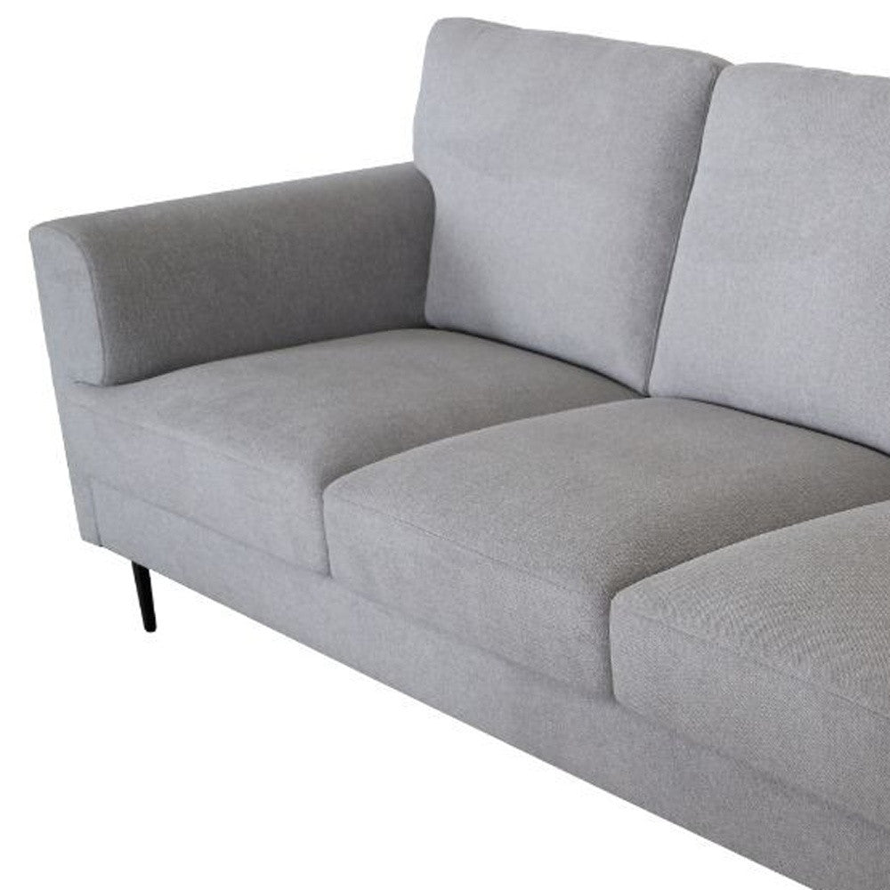84" Light Gray Linen Sofa With Black Legs-2