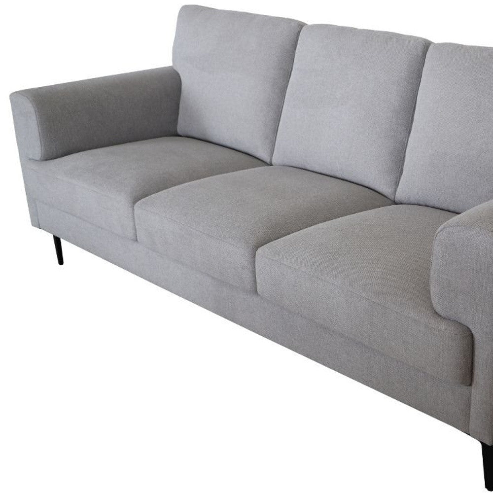 84" Light Gray Linen Sofa With Black Legs-3