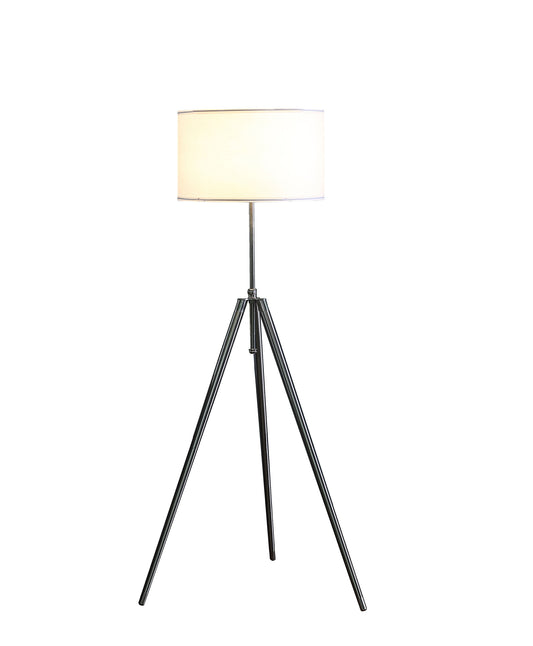 64" Silver Adjustable Tripod Floor Lamp With White Fabric Shade-1