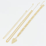 Heart Charm Layered Chain Necklace Set Of 3