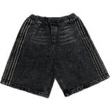 Hip Hop Striped Embroidery Baggy Denim Shorts