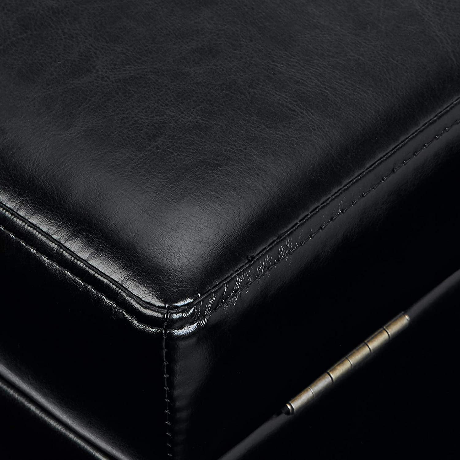 Small Black Ottoman with Hidden Storage-1