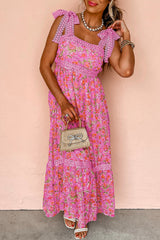Floral Lace Tied-Strap Empire Waist Maxi Dress