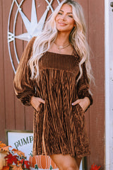 Velvet Tie-Back Square Neck Babydoll Dress