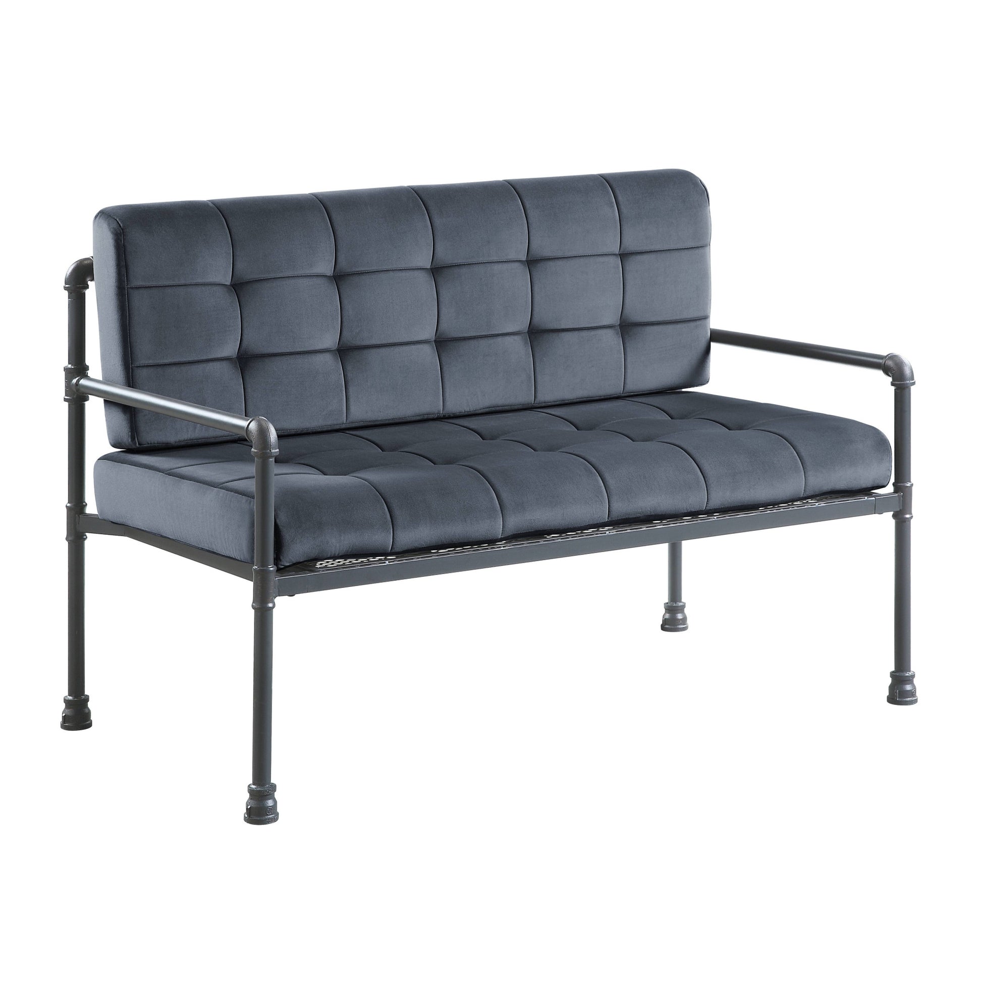 51" Gray Velvet Loveseat-2