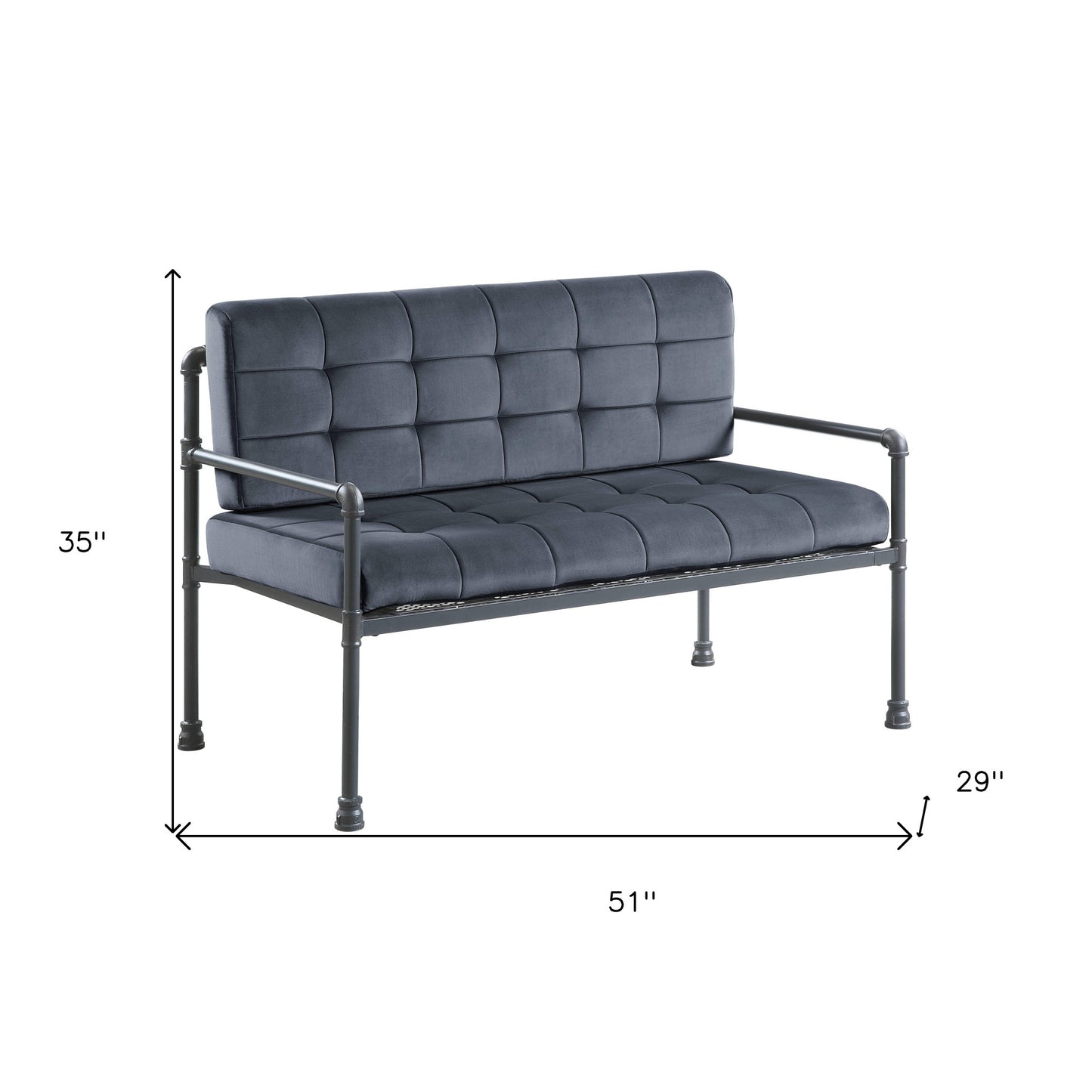 51" Gray Velvet Loveseat-5