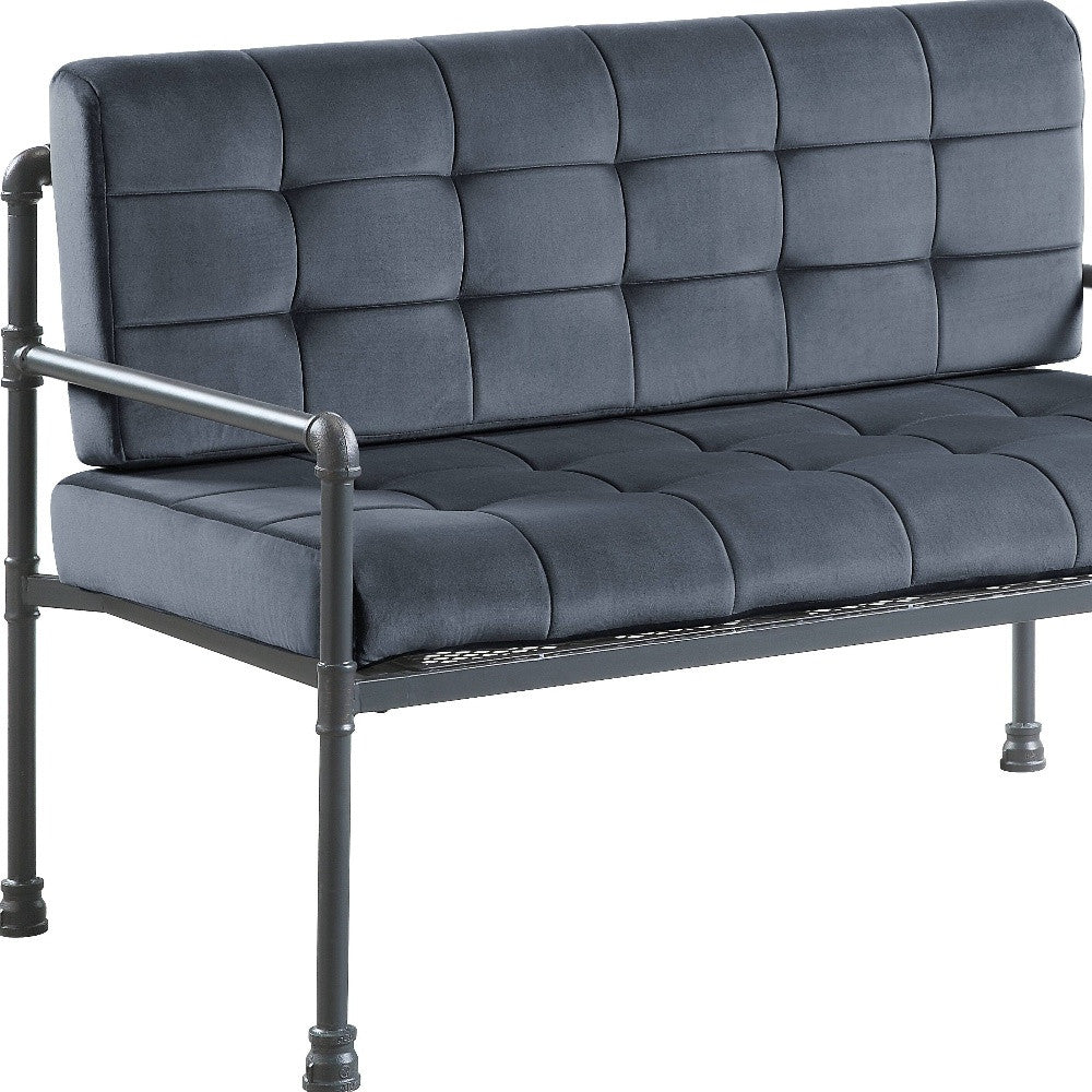 51" Gray Velvet Loveseat-4