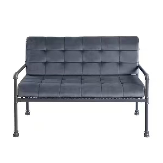 51" Gray Velvet Loveseat-0