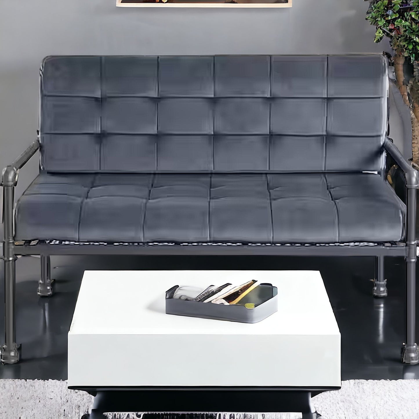 51" Gray Velvet Loveseat-1