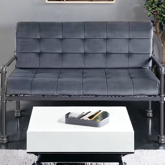 51" Gray Velvet Loveseat-1