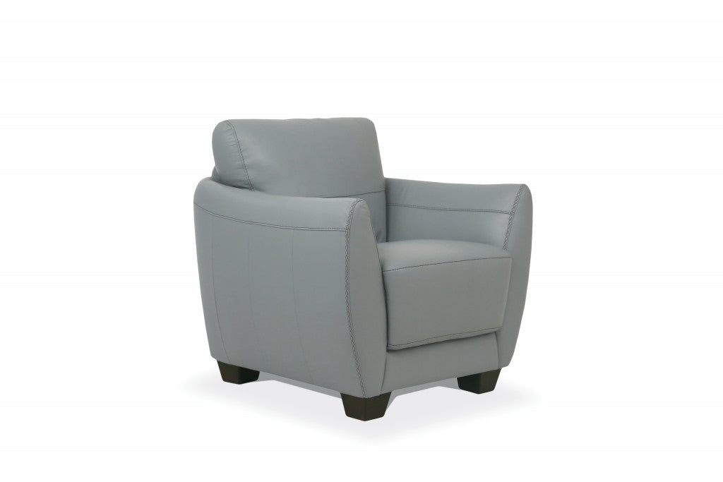 33" Gray and Black Genuine Leather Arm Chair-0
