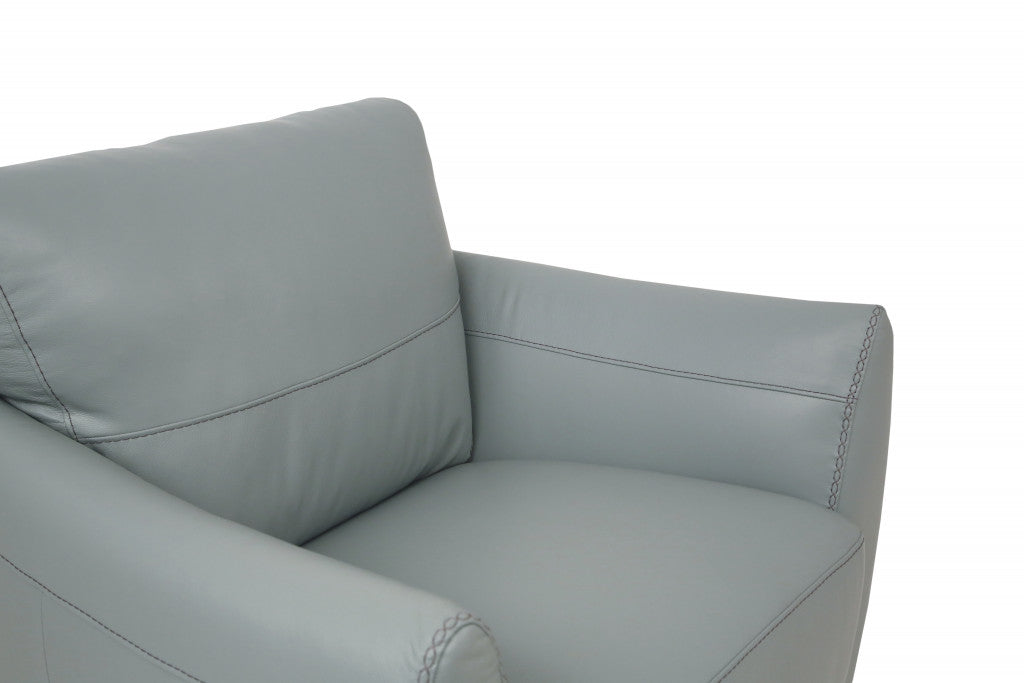 33" Gray and Black Genuine Leather Arm Chair-3
