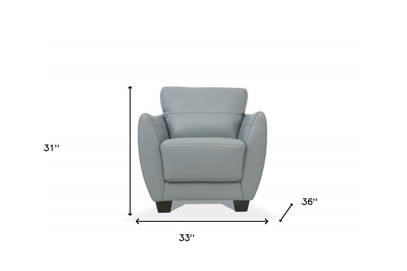 33" Gray and Black Genuine Leather Arm Chair-5