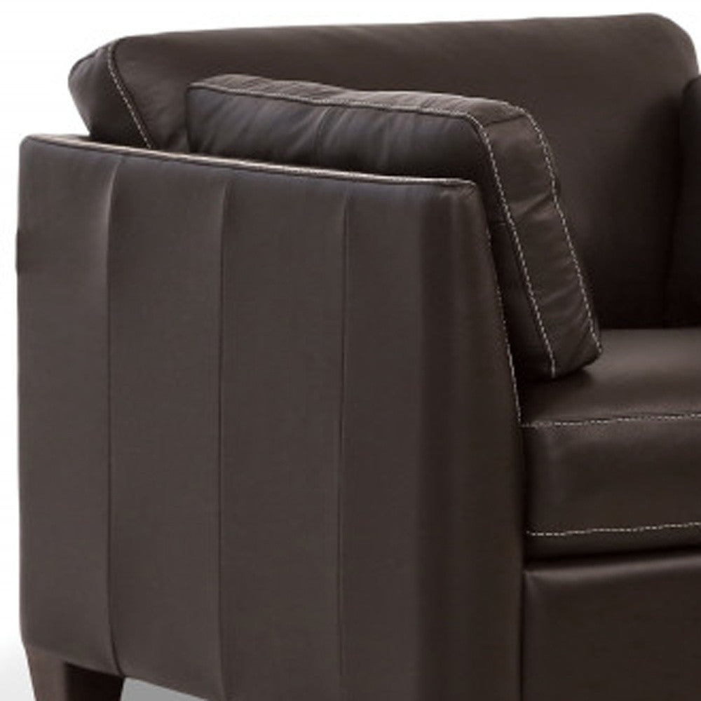 36" Chocolate and Black Genuine Leather Arm Chair-2