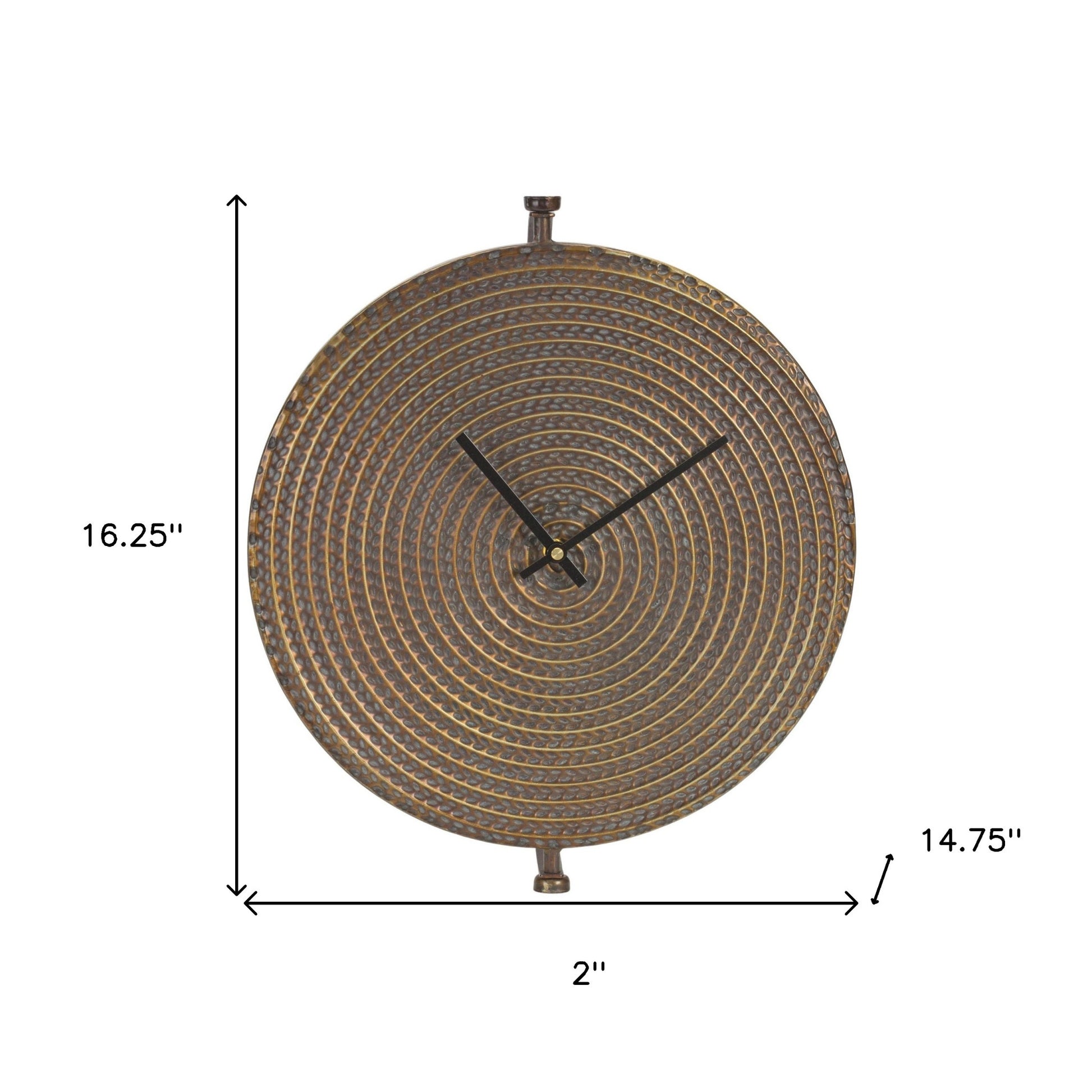 15" Circle Bronze Metal Analog Wall Clock-4