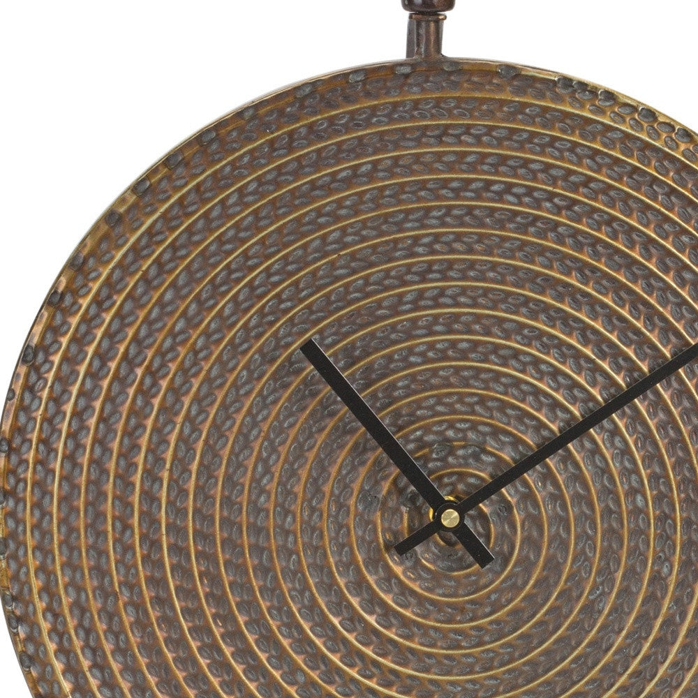 15" Circle Bronze Metal Analog Wall Clock-3