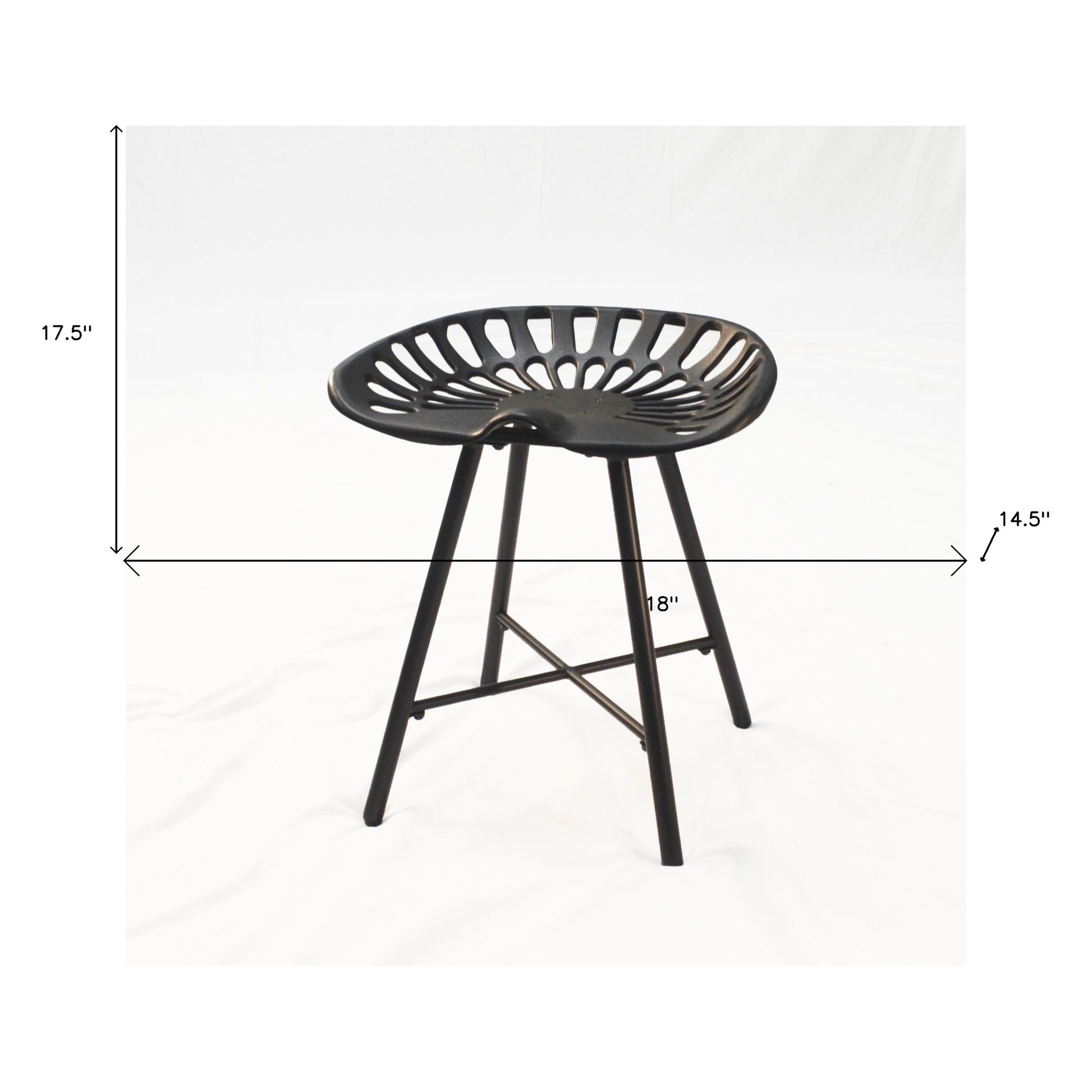 18" Black Iron Backless Bar Chair-4
