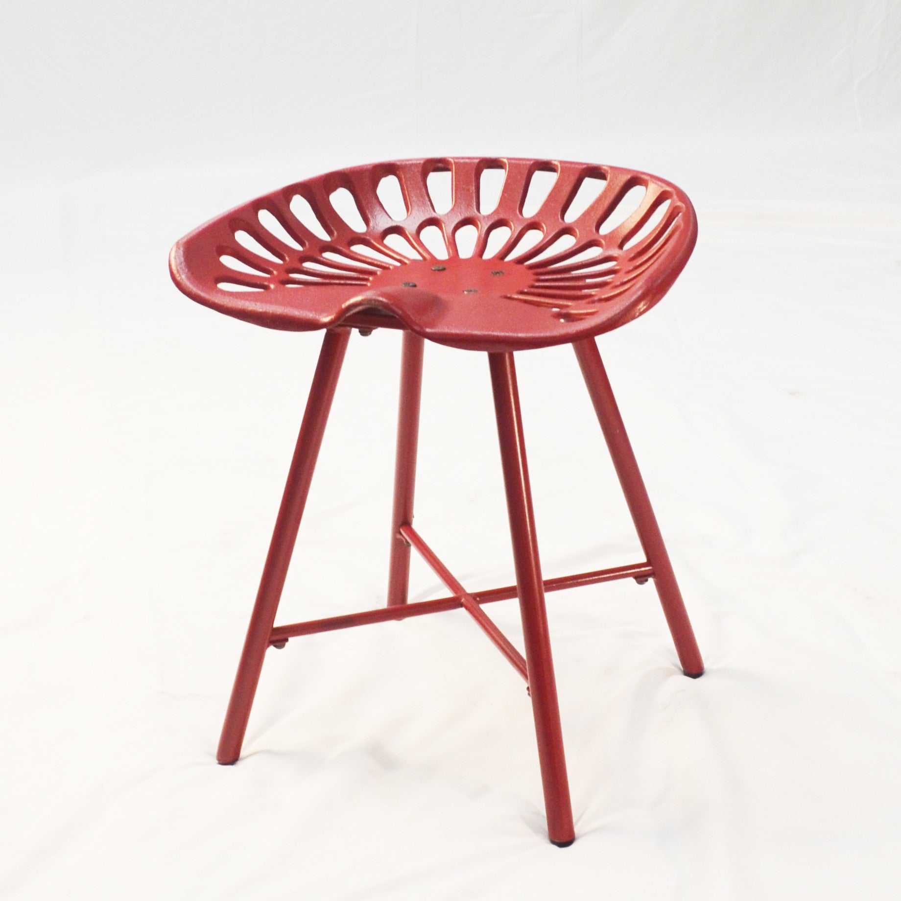 18" Red Iron Backless Bar Chair-0