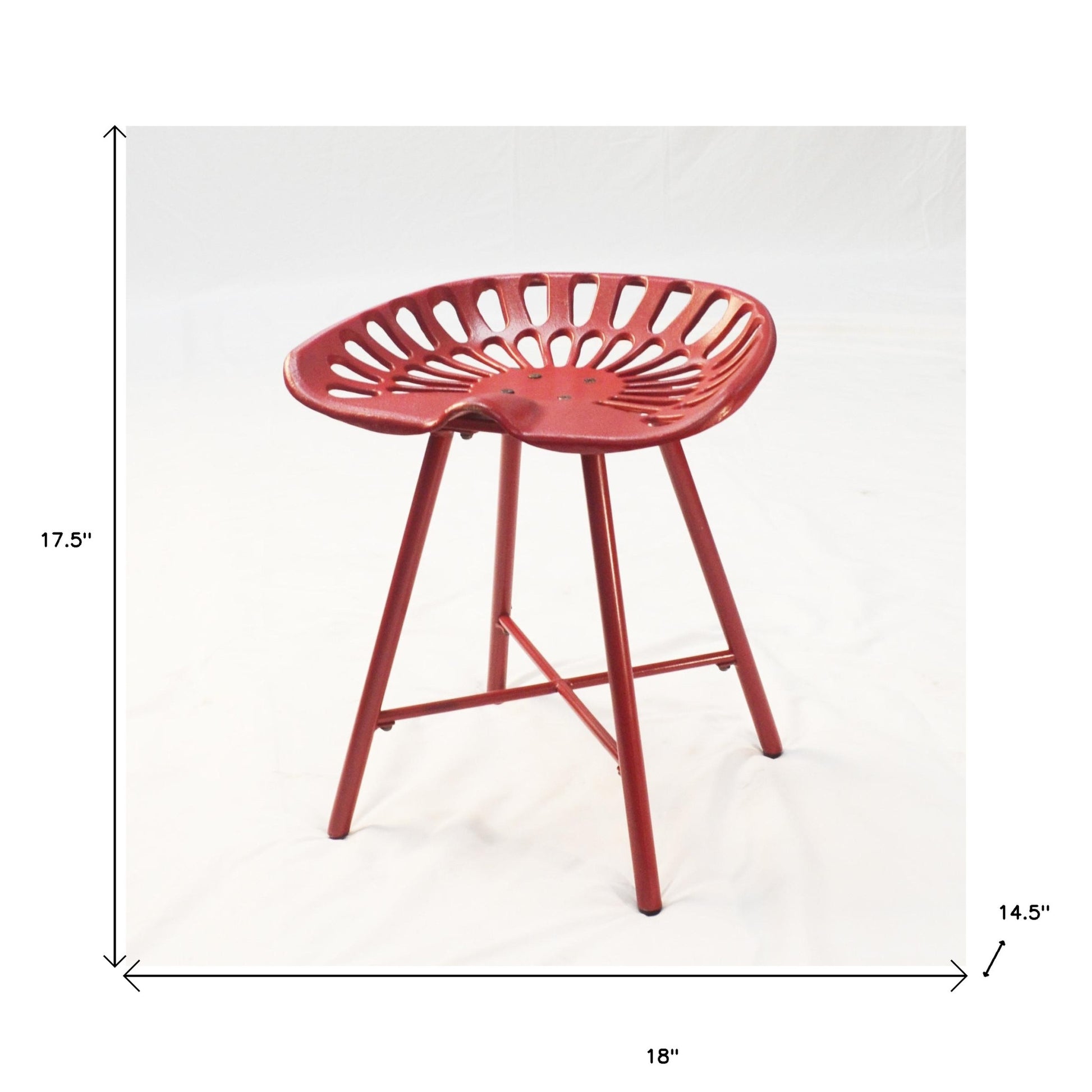18" Red Iron Backless Bar Chair-4