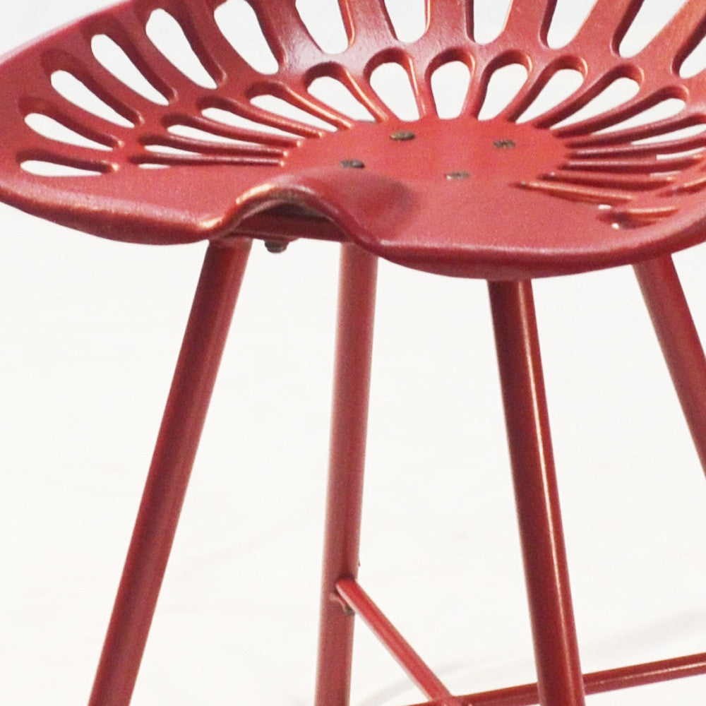 18" Red Iron Backless Bar Chair-2