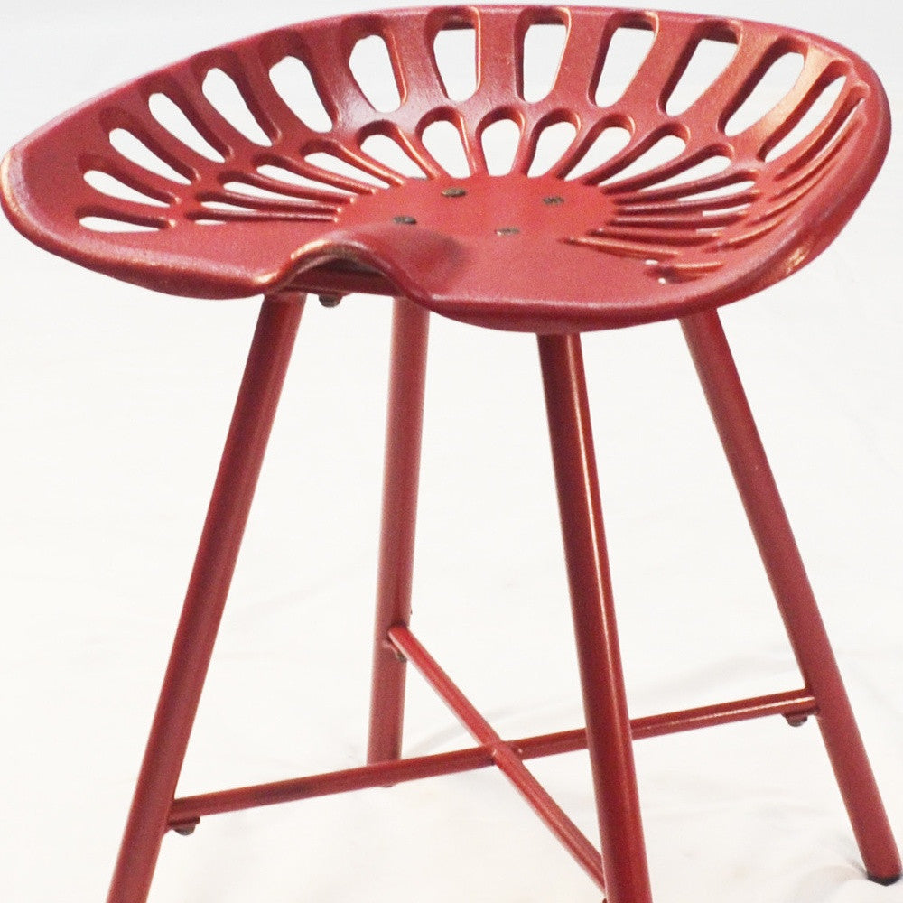 18" Red Iron Backless Bar Chair-3