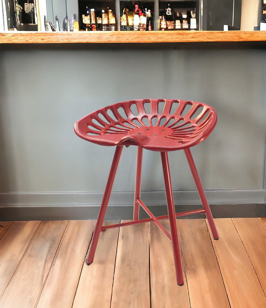 18" Red Iron Backless Bar Chair-1