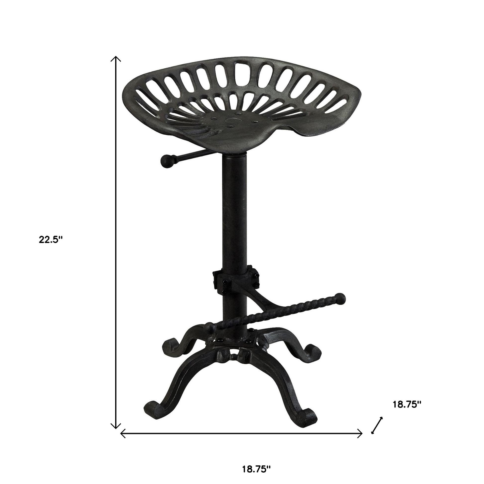 23" Black Iron Backless Adjustable Height Bar Chair-4