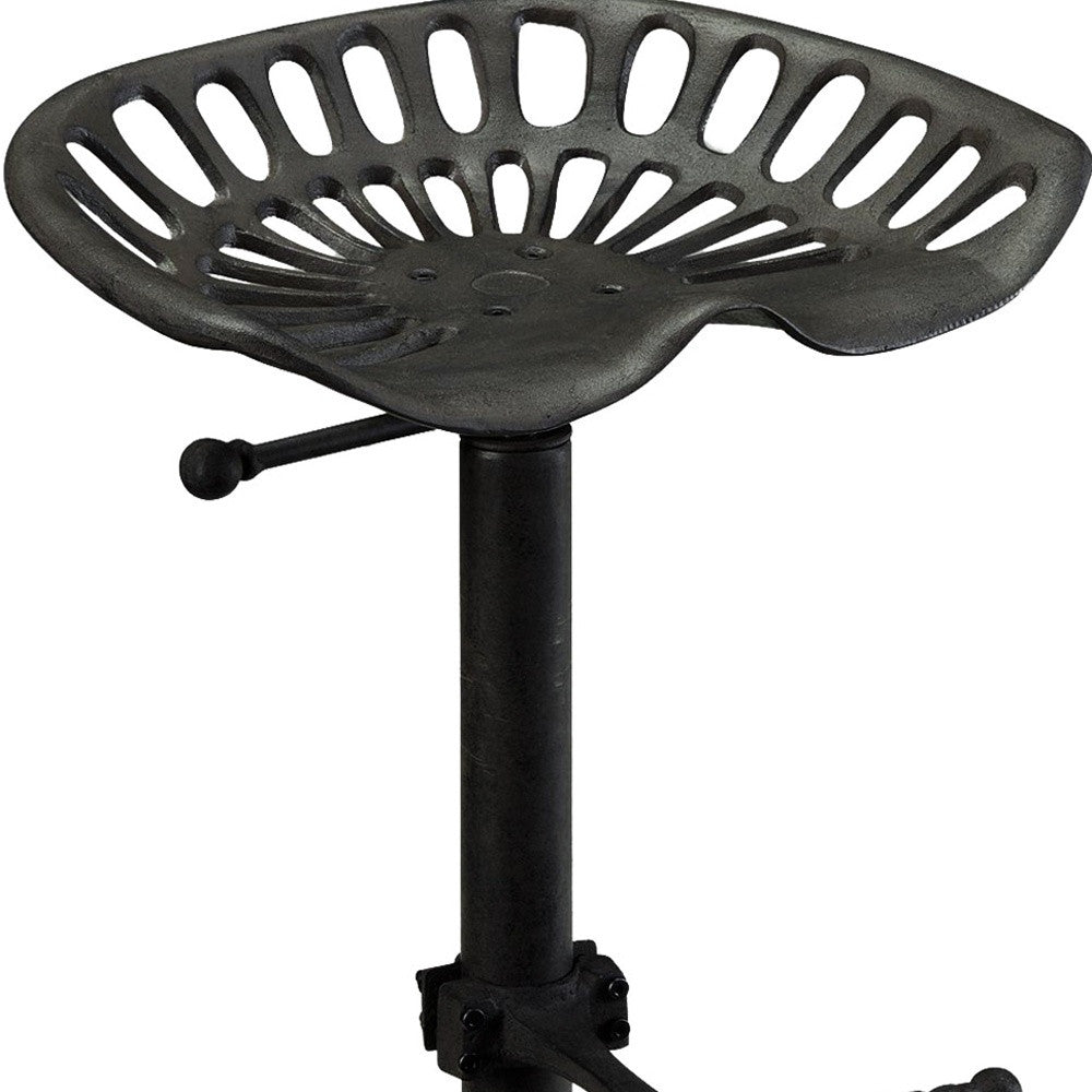 23" Black Iron Backless Adjustable Height Bar Chair-3