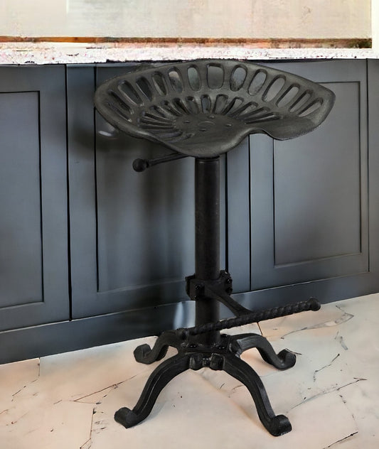 23" Black Iron Backless Adjustable Height Bar Chair-1