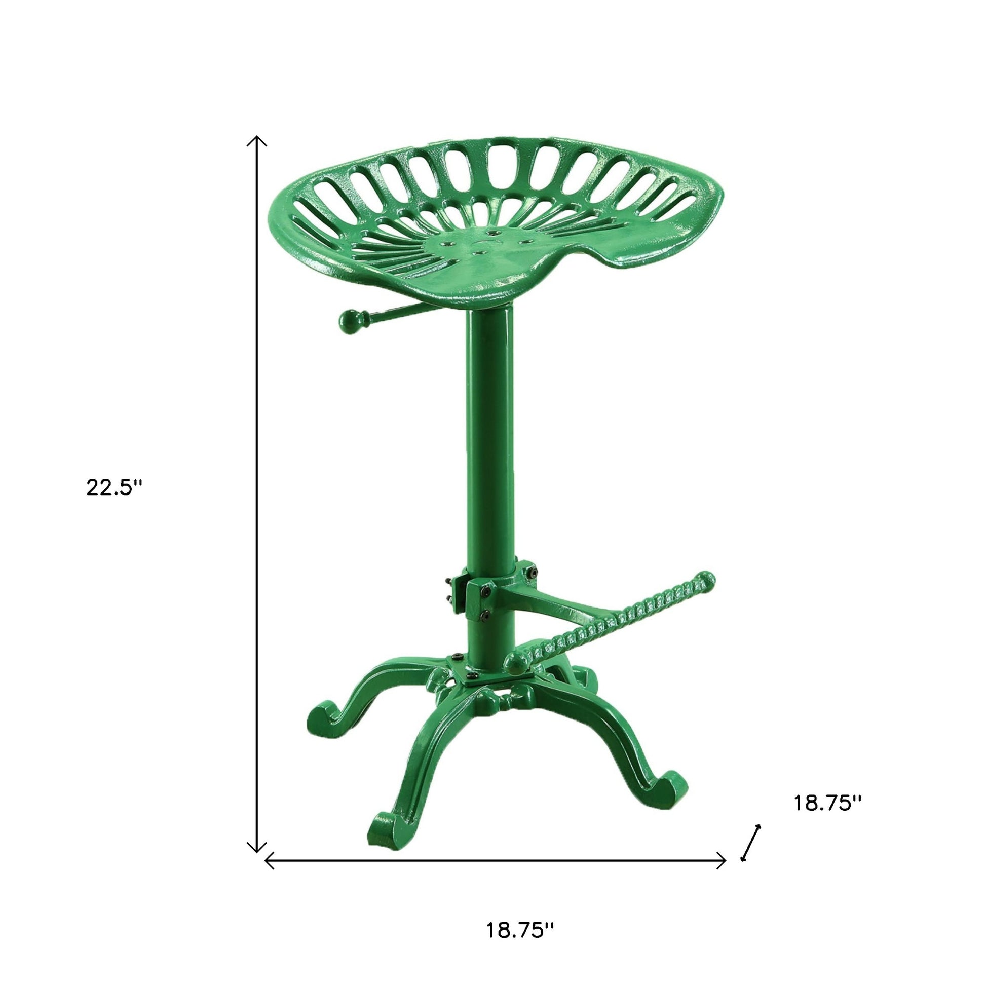 23" Green Iron Backless Adjustable Height Bar Chair-4