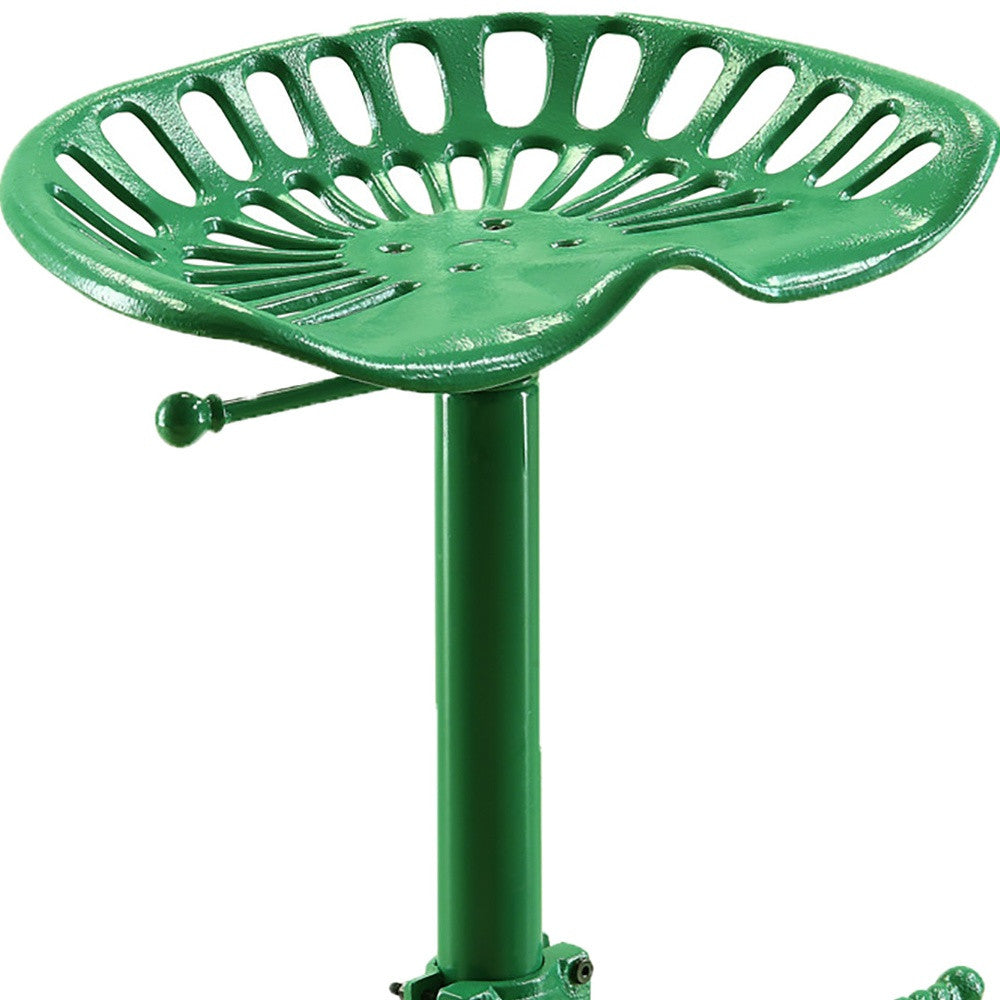 23" Green Iron Backless Adjustable Height Bar Chair-3