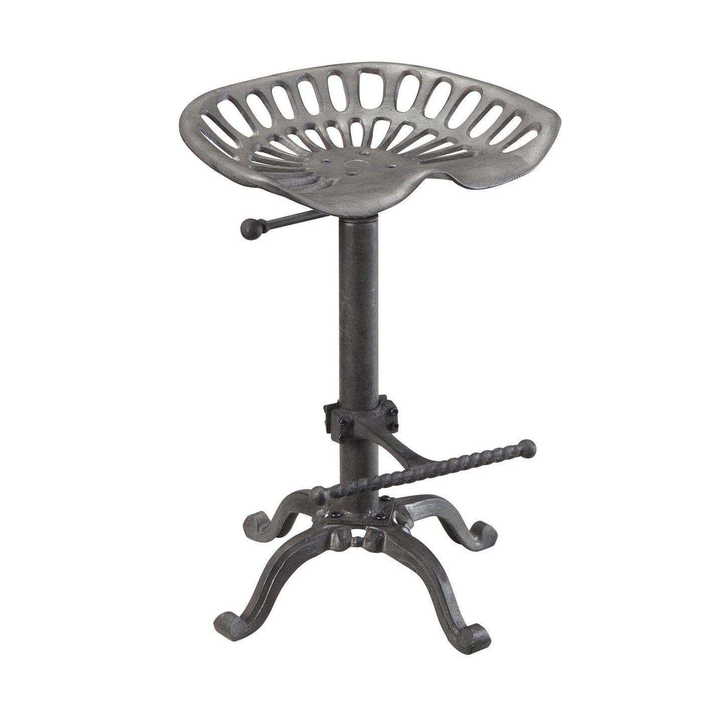23" Gray Iron Backless Adjustable Height Bar Chair-0