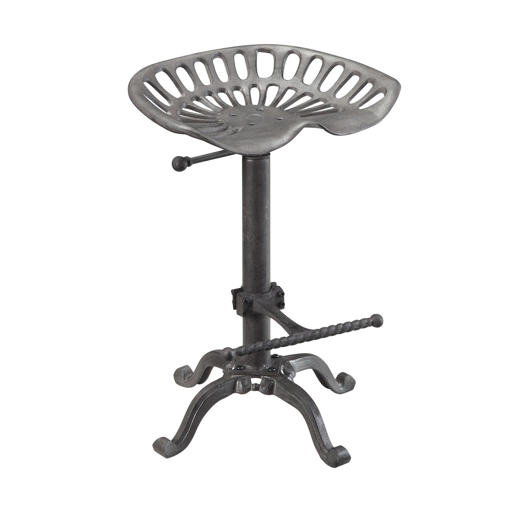 23" Gray Iron Backless Adjustable Height Bar Chair-0