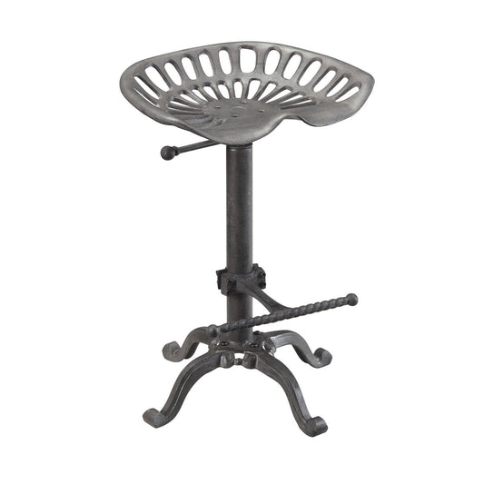 23" Gray Iron Backless Adjustable Height Bar Chair-0
